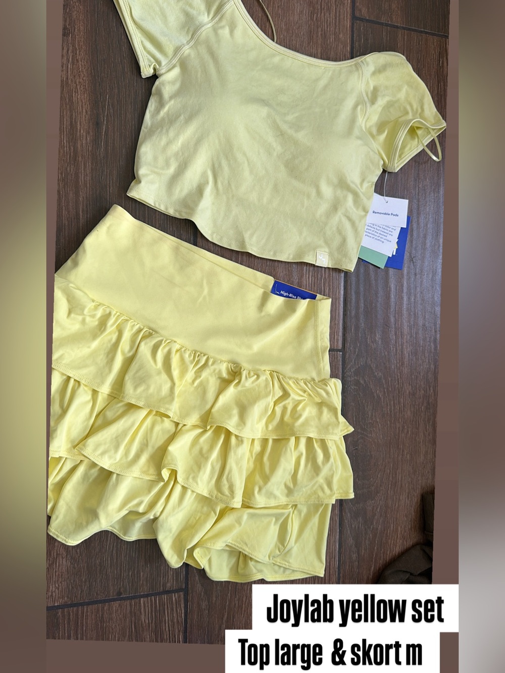 JoyLab Yellow Ruffle Skort Set